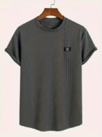 Men'S Casual Embossed Pattern Short Sleeve T-Shirt
