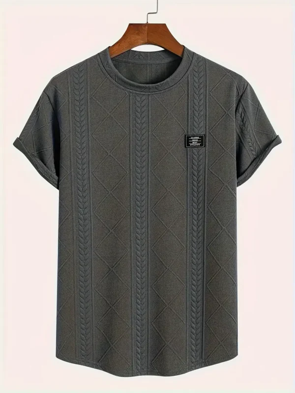 Men'S Casual Embossed Pattern Short Sleeve T-Shirt